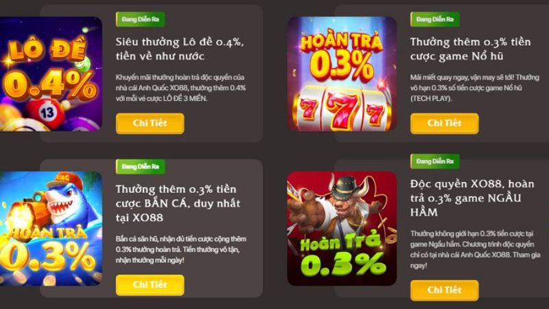 Xo88 thường xuyên cung cấp các chương trình khuyến mãi hấp dẫn